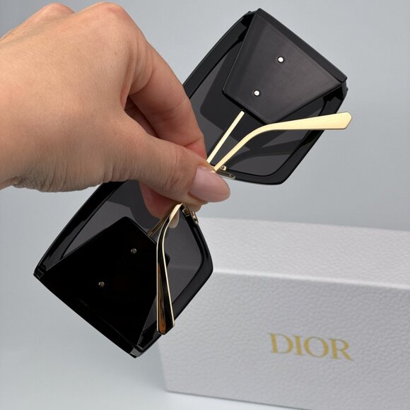 Dior DIORSOLAR S1U 10A0 BRAND NEW Sunglasses Black Smoke Square Oversized Women - Picture 3 of 14